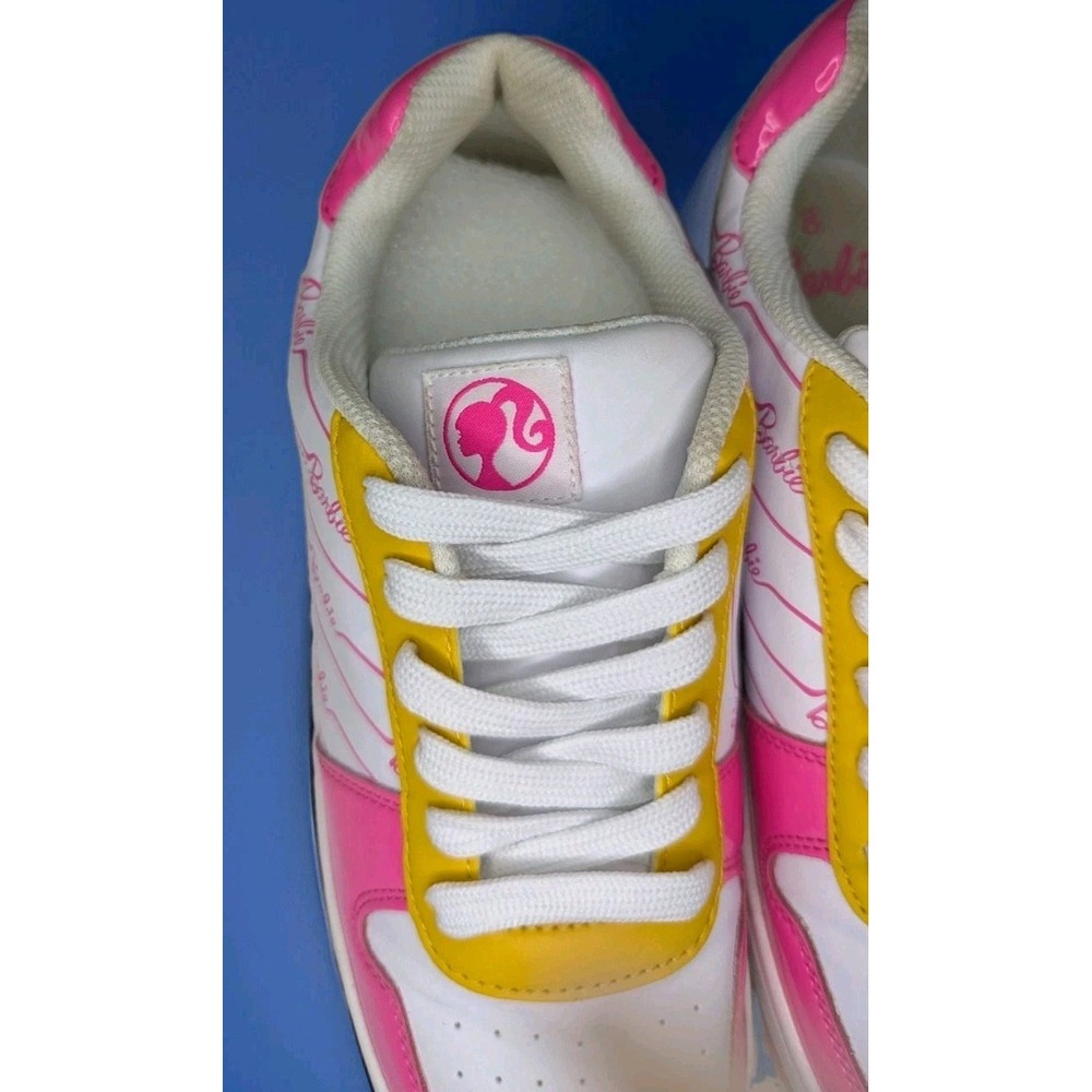 Barbie Womens Sneakers Size 8 Pink Yellow White Lace Up Y2K Barbiecore Shoes - Picture 3 of 11